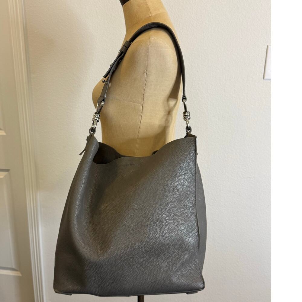 ALLSAINTS Leather Hobo Handbag Purse Taupe Women Casual + Pouchette